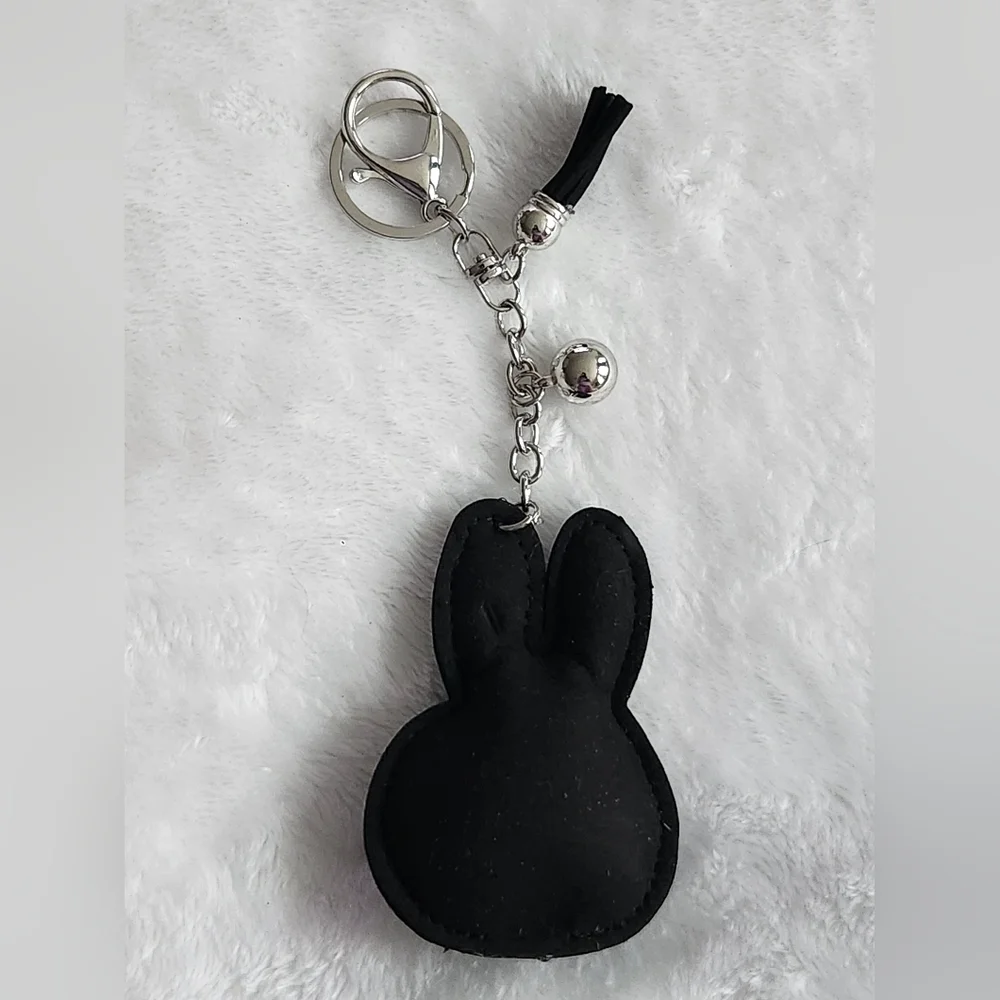 Black Sequin Miffy Bunny Keychain Bag Charm